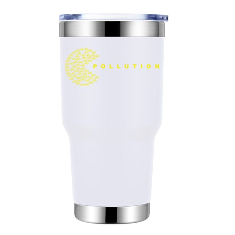 Pollution Eater 30oz Double Wall Stainless Steel Water Tumbler White