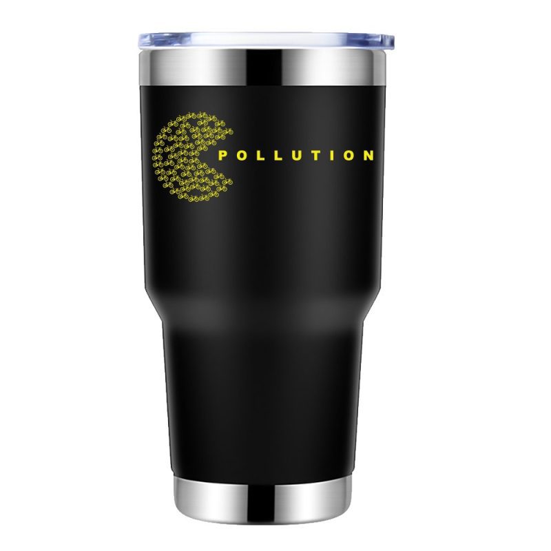 Pollution Eater 30oz Double Wall Stainless Steel Water Tumbler Black