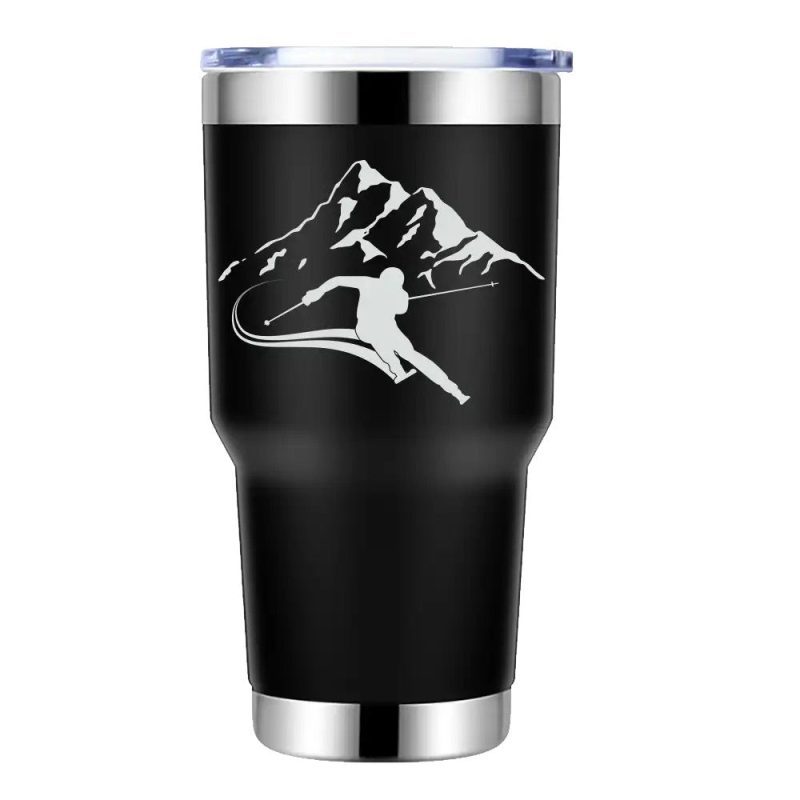 Run From The Avalanche 30oz Double Wall Stainless Steel Water Tumbler Black