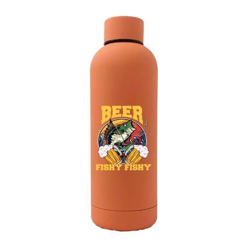 Beer Fishy Fishy 2 17oz Stainless Rubberized Water Bottle