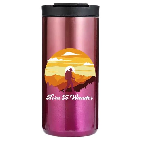 Born To Wander Hiking 14oz Tumbler Purple