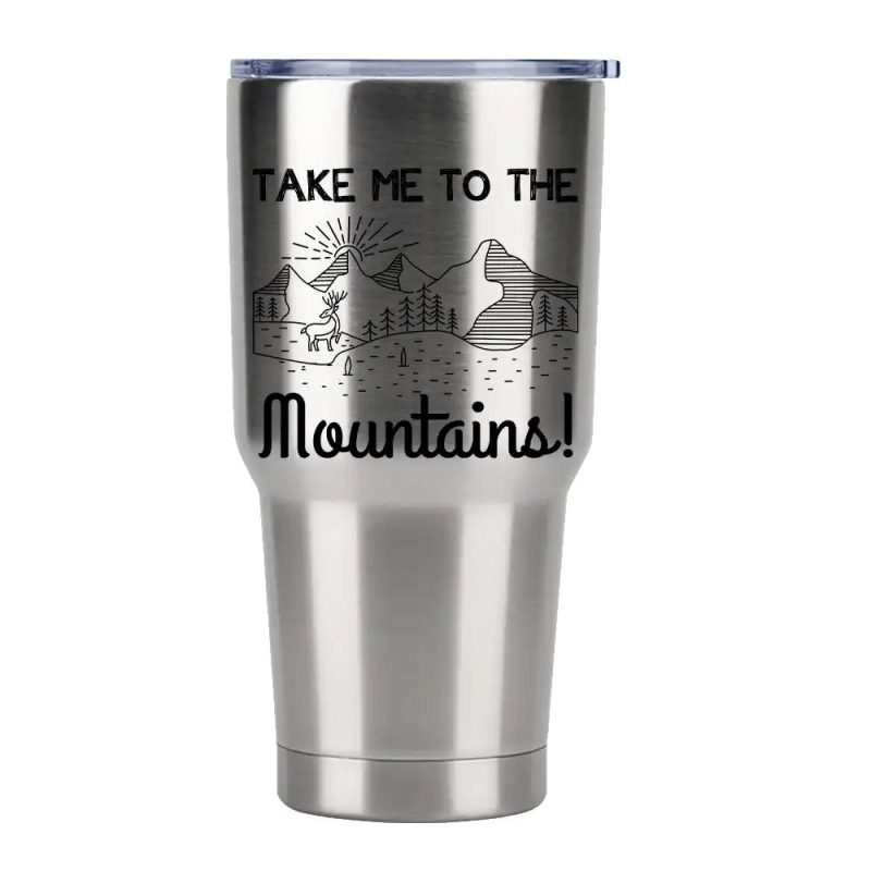 Hiking Take Me To The Mountains 2 30oz Tumbler Silver