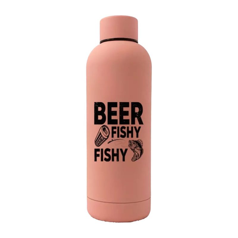 Beer Fishy Fishy 17oz Stainless Rubberized Water Bottle