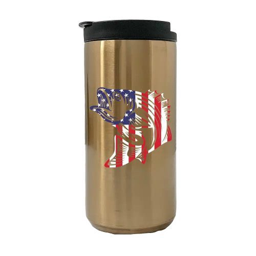 American Flag Fish 14oz Tumbler Gold