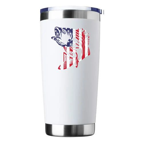 American Flag Fish 20oz Tumbler White