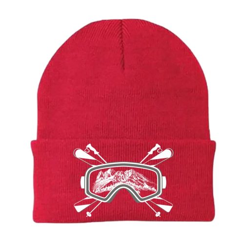 Ski Goggles Embroidered Beanie