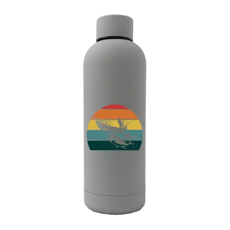 Fishing Boat 17oz Stainless Rubberized Water Bottle