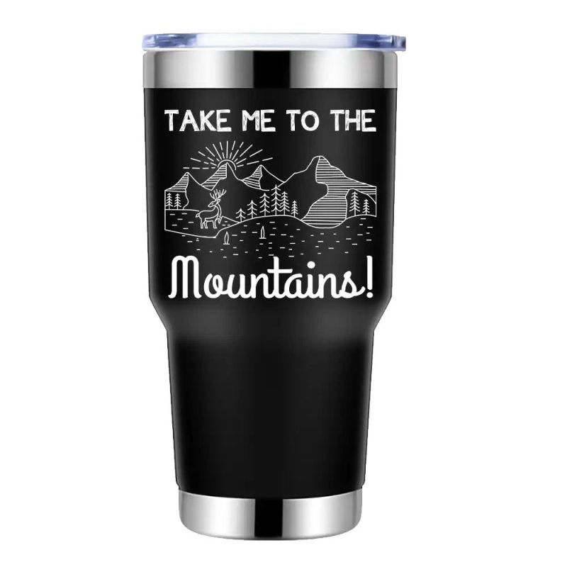 Hiking Take Me To The Mountains 2 30oz Tumbler Black