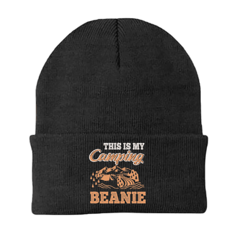 this is my camping embroidered beanie black