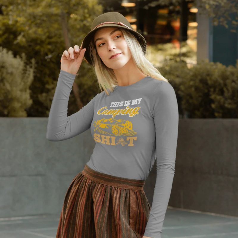 this is my camping shirt women longsleeve gray