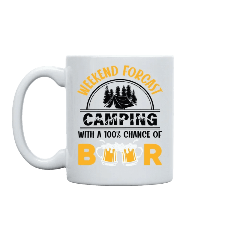 weekend forecast 11oz camping mug white