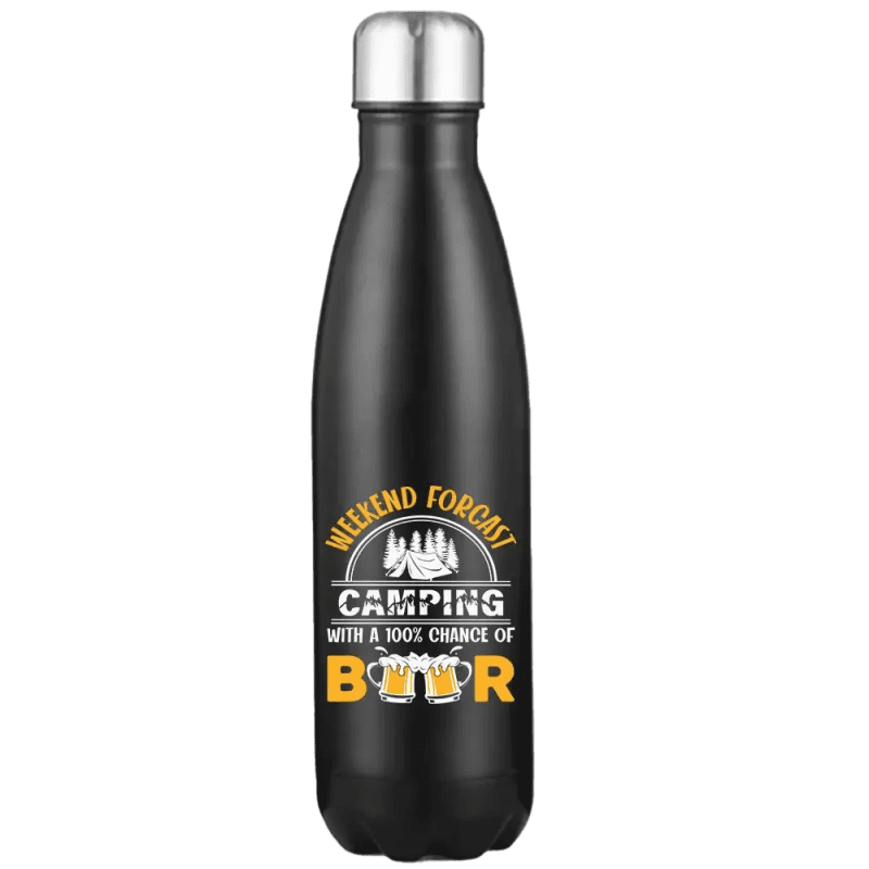 Weekend Forecast, Camping with 100% Beer Stainless Steel Water Bottle