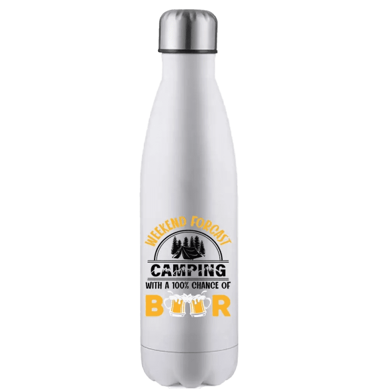 Weekend Forecast, Camping with 100% Beer Stainless Steel Water Bottle