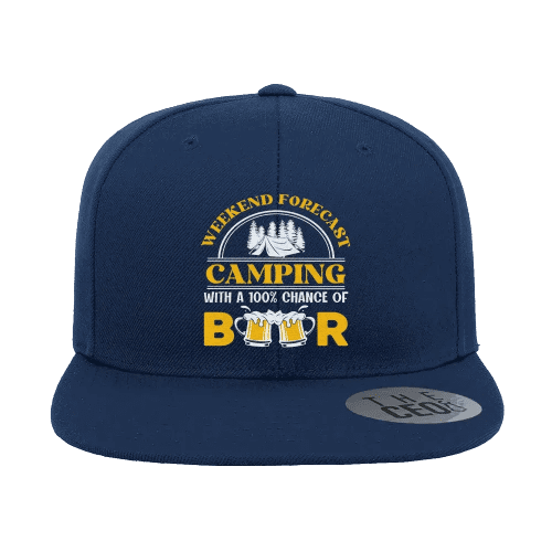 Weekend Forecast, Camping with 100% Beer Embroidered Flat Bill Cap