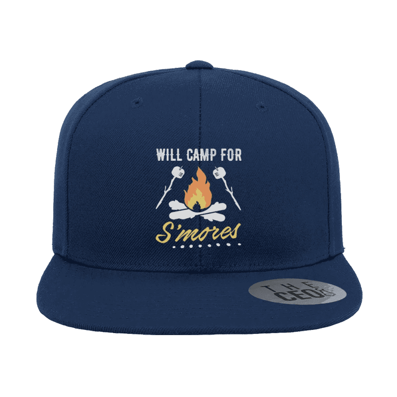 Will Camp For Smores Embroidered Flat Bill Hat