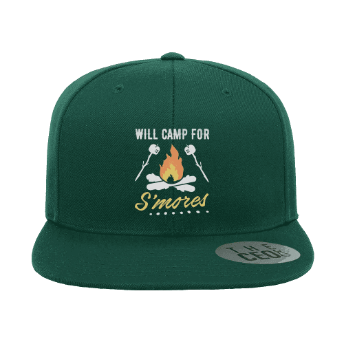 Will Camp For Smores Embroidered Flat Bill Hat