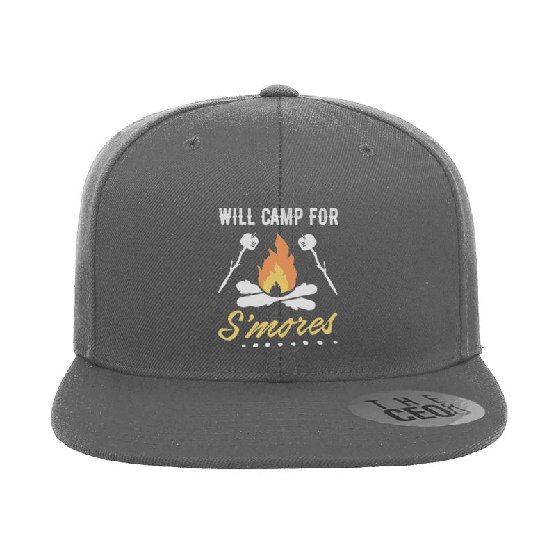 Will Camp For Smores Embroidered Flat Bill Hat