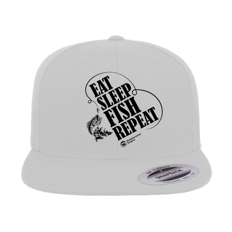 Eat Sleep Fish Repeat Embroidered Flat Bill Cap