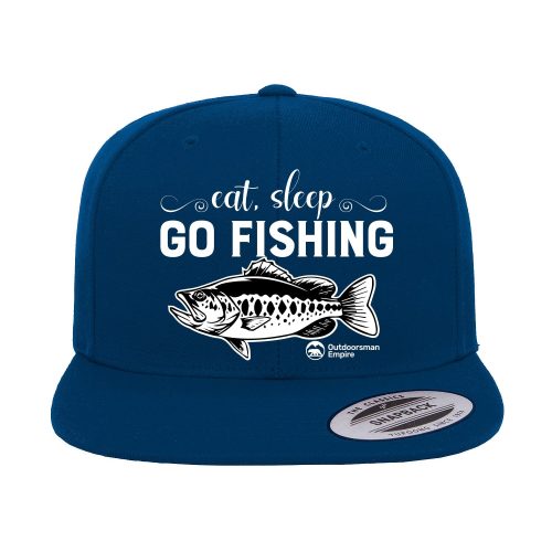 Eat Sleep Go Fishing Embroidered Flat Bill Cap