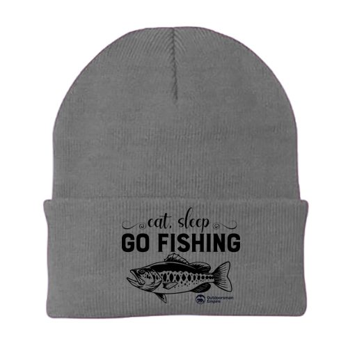 Eat Sleep Go Fishing Embroidered Beanie