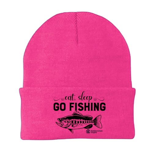 Eat Sleep Go Fishing Embroidered Beanie