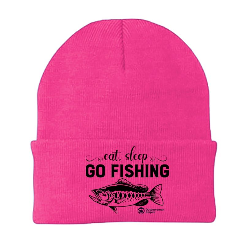 Eat Sleep Go Fishing Embroidered Beanie