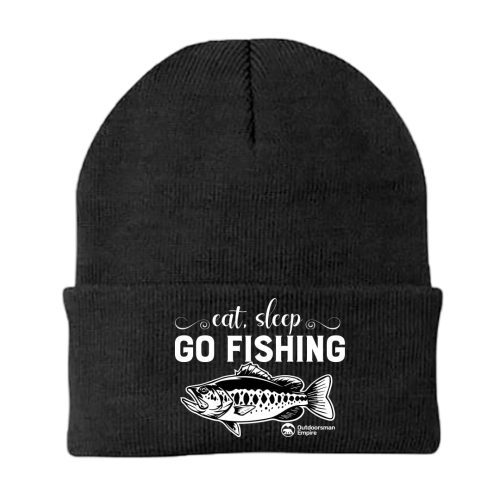 Eat Sleep Go Fishing Embroidered Beanie