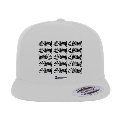 Fish Bones Embroidered Flat Bill Cap