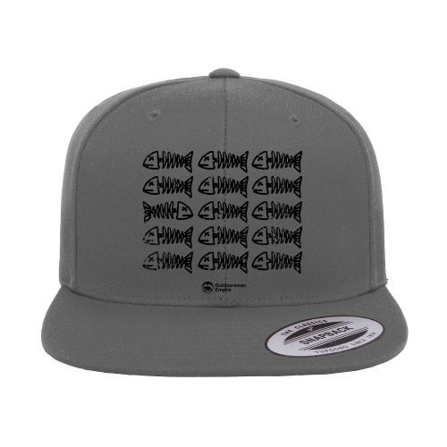 Fish Bones Embroidered Flat Bill Cap