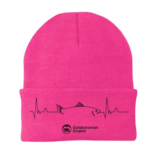 Fishing Cardiogram Embroidered Beanie