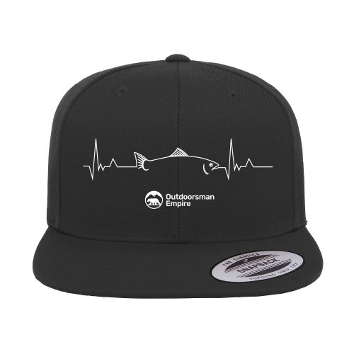 Fishing Cardiogram Embroidered Flat Bill Cap