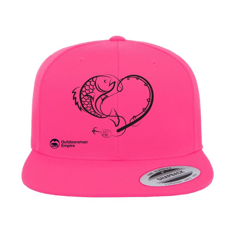 Fishing Heart Embroidered Flat Bill Cap