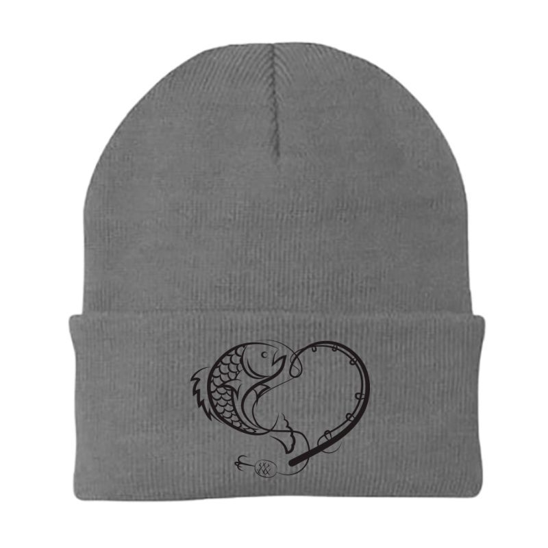 Fishing Heart Embroidered Beanie