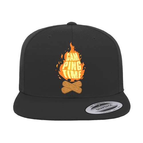 Camp Fire Printed Flat Bill Cap