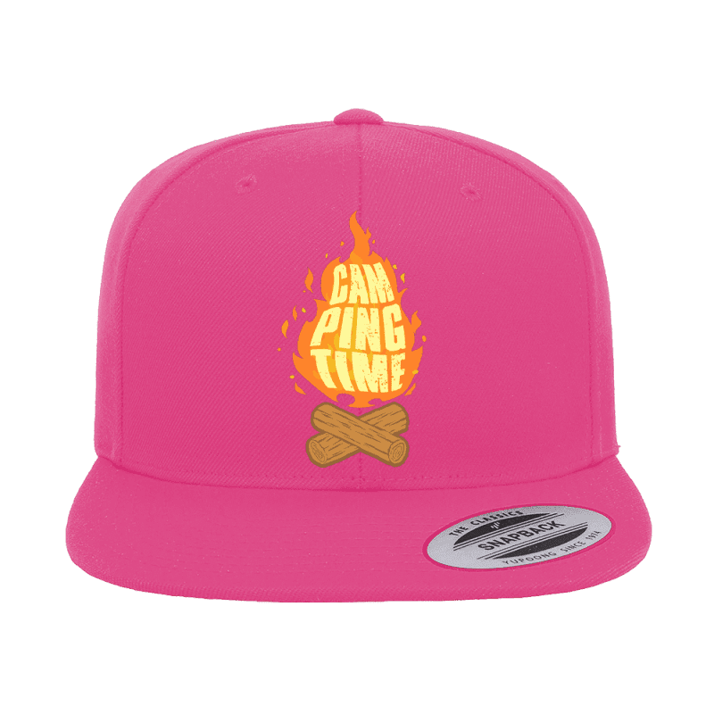 Camp Fire Printed Flat Bill Cap