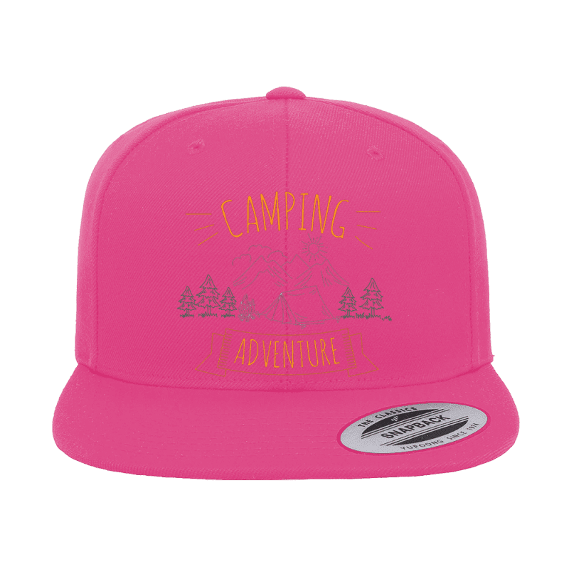 Camping Adventure Printed Flat Bill Cap