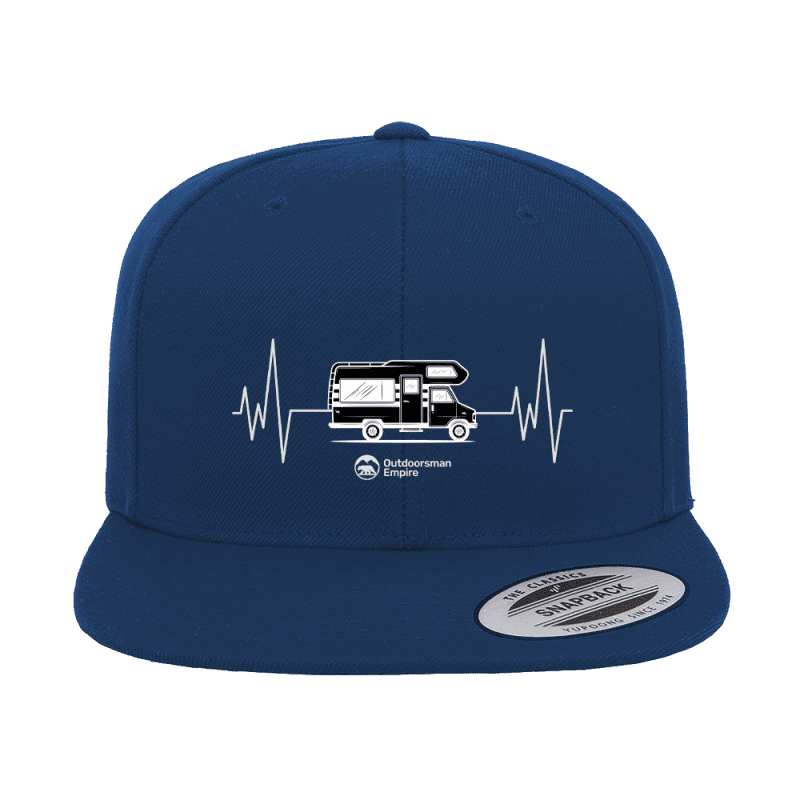 Camping Cardiogram Embroidered Flat Bill Cap