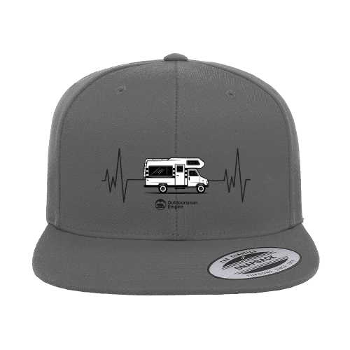 Camping Cardiogram Embroidered Flat Bill Cap