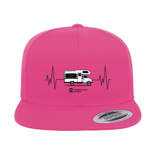 Camping Cardiogram Embroidered Flat Bill Cap