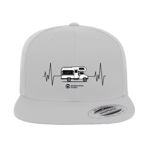 Camping Cardiogram Embroidered Flat Bill Cap