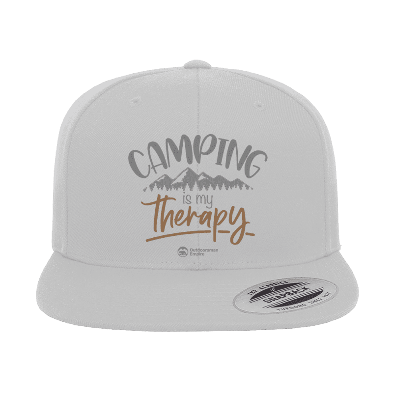 Camping Is My Therapy Embroidered Flat Bill Cap