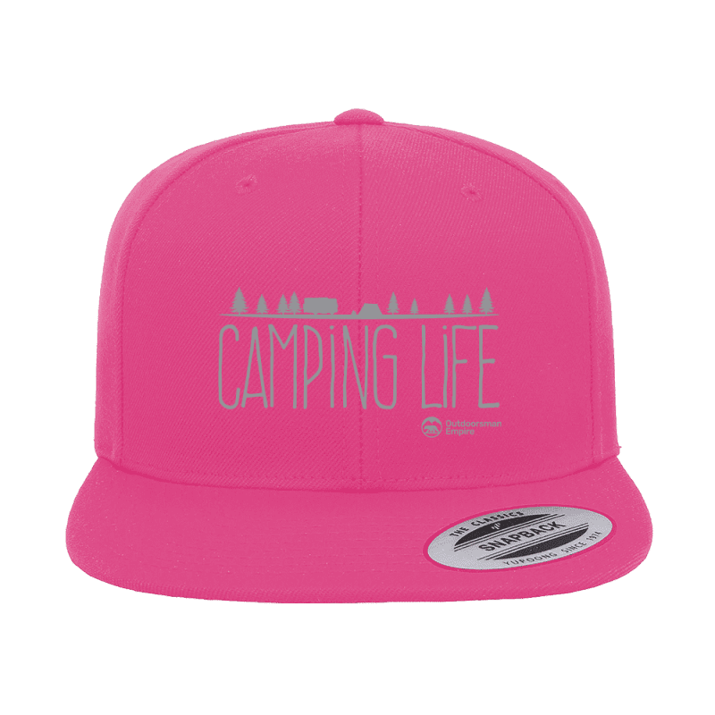 Camping Life Embroidered Flat Bill Cap