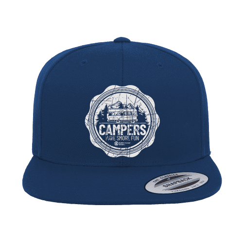 Camping Seal Embroidered Flat Bill Cap