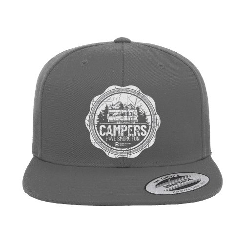 Camping Seal Embroidered Flat Bill Cap