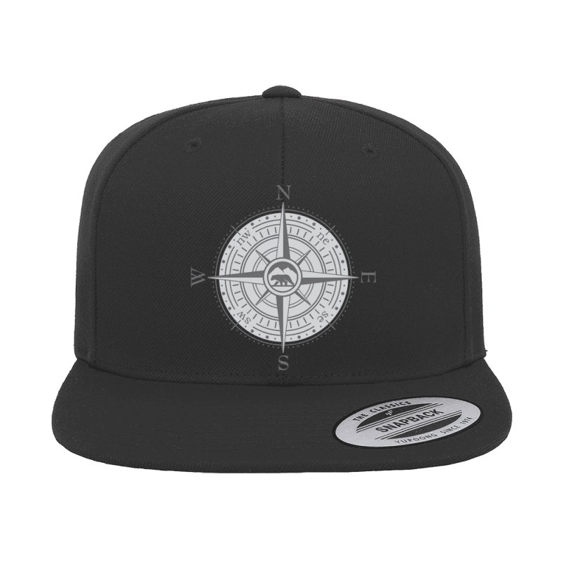 Compass Camping Embroidered Flat Bill Cap