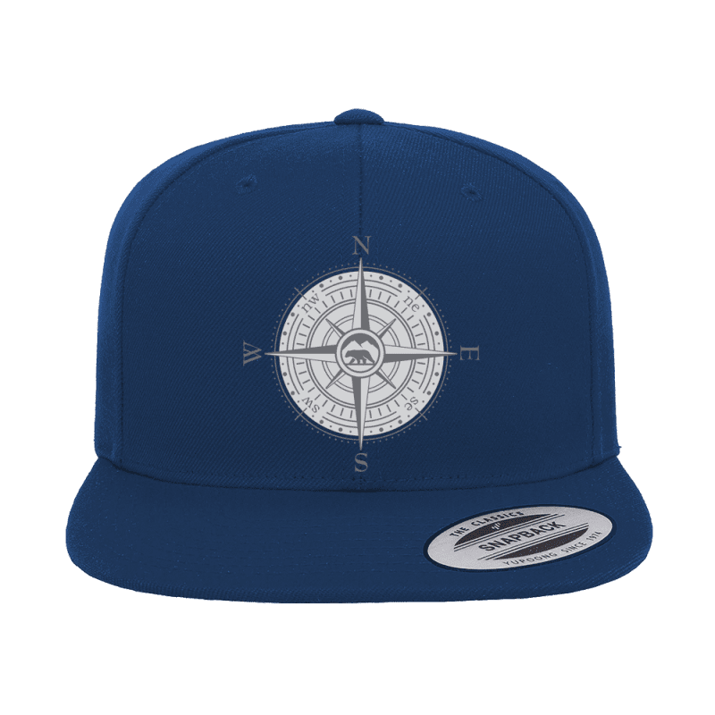 Compass Camping Embroidered Flat Bill Cap