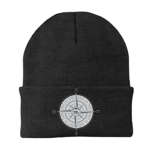 Compass Camping Embroidered Beanie