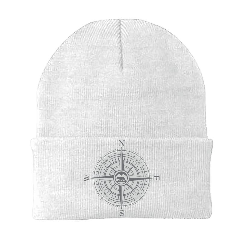 Compass Camping Embroidered Beanie