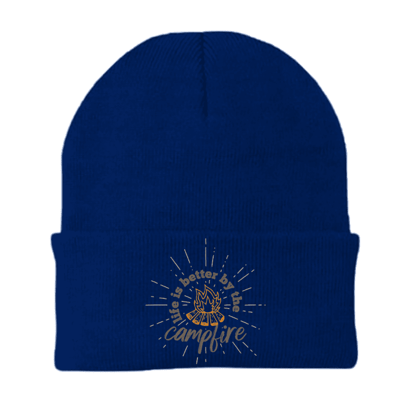 LifeisbettercampfirebeanieBLUE