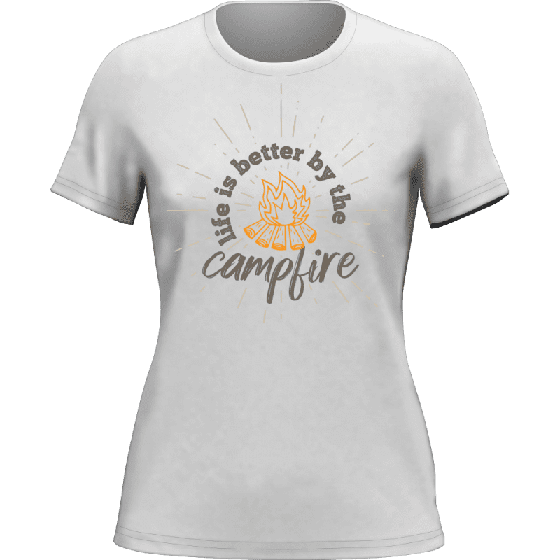 Lifeisbettercampfirewomant shirtWHITE